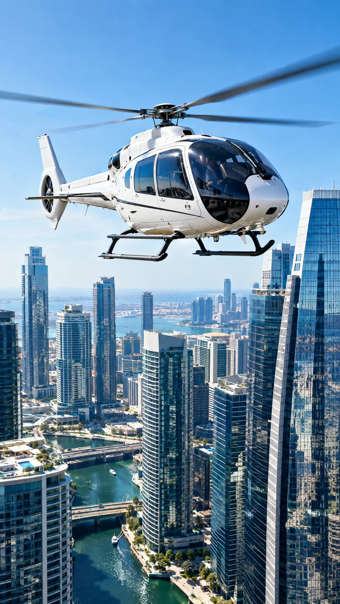 Helicóptero blanco sobre la Ciudad de México
