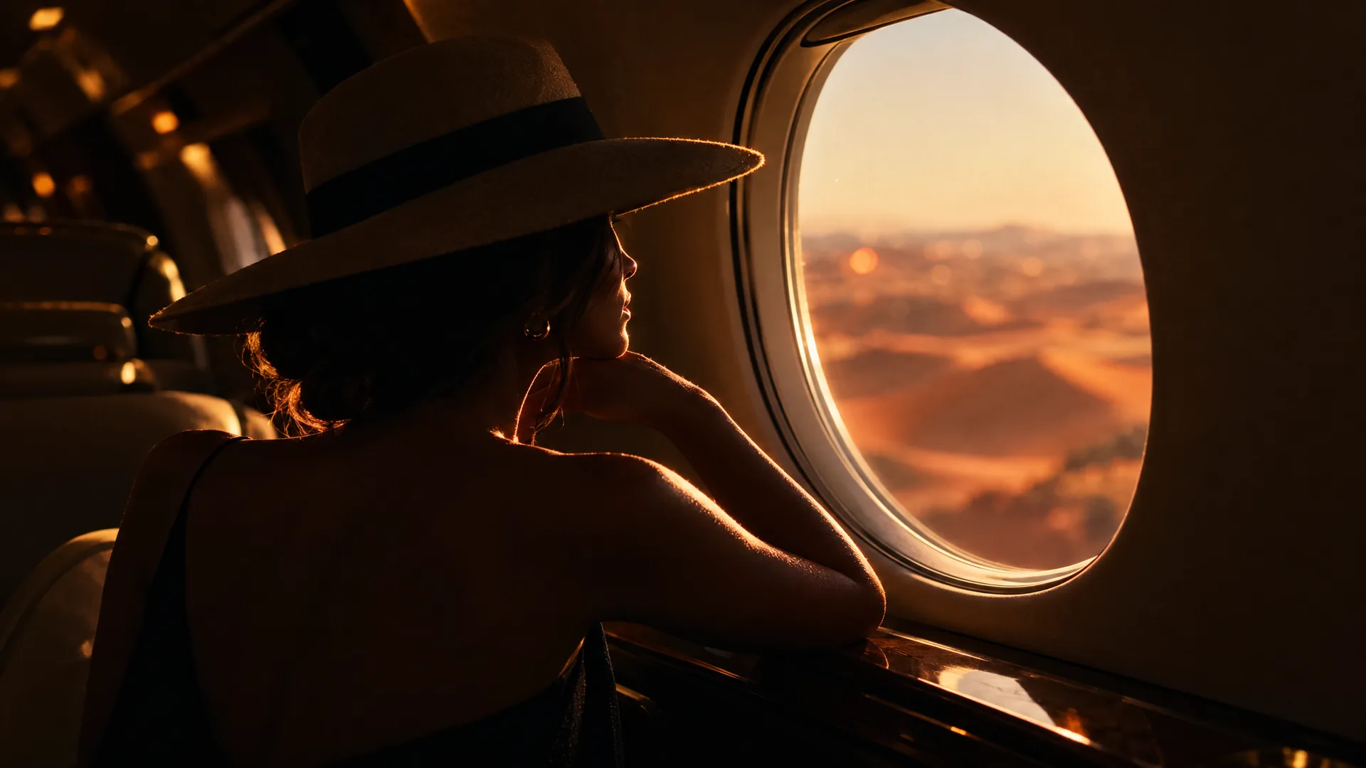 Silueta ventanilla atardecer de Fly Select