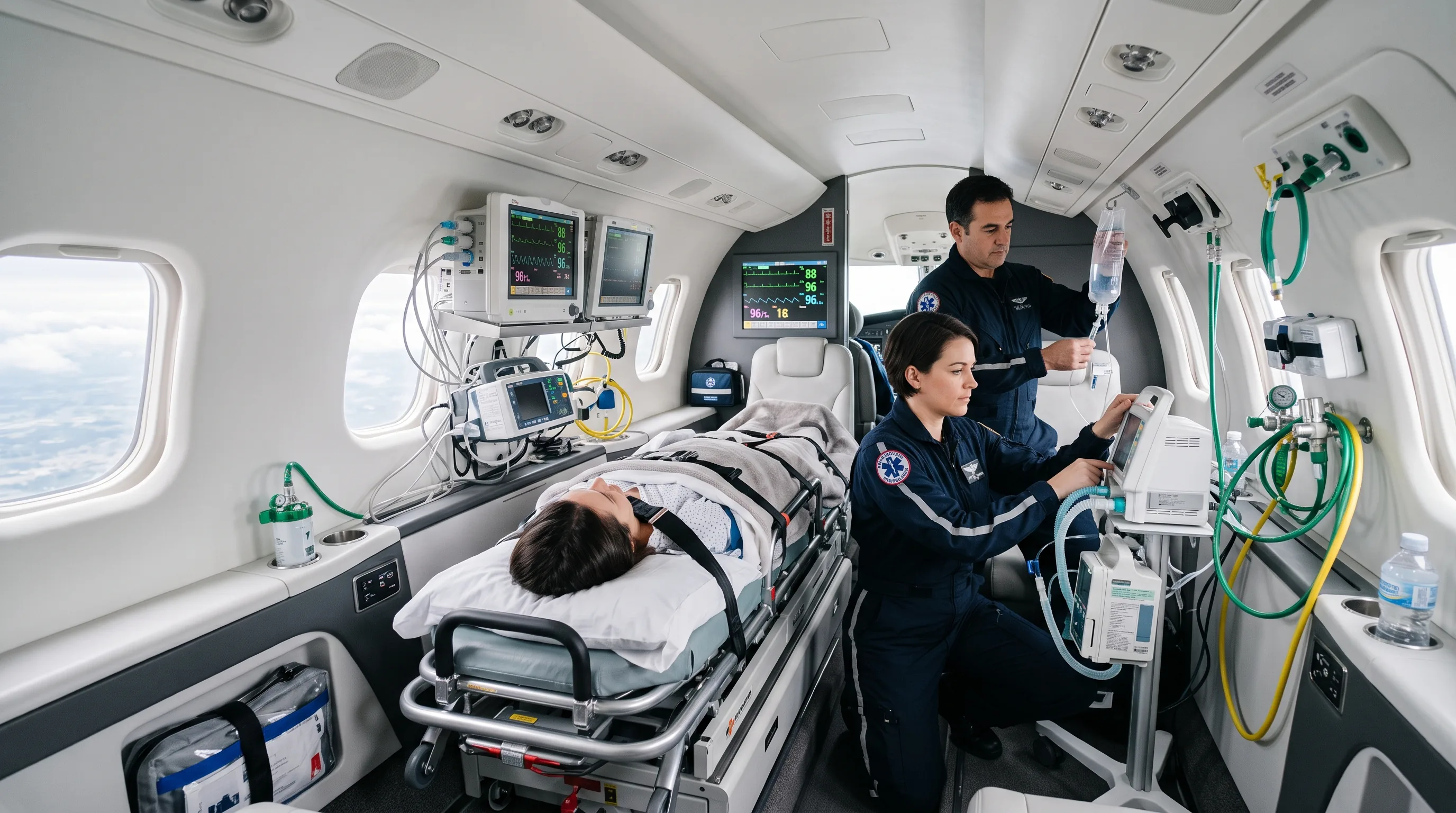 Ambulancia aérea equipada