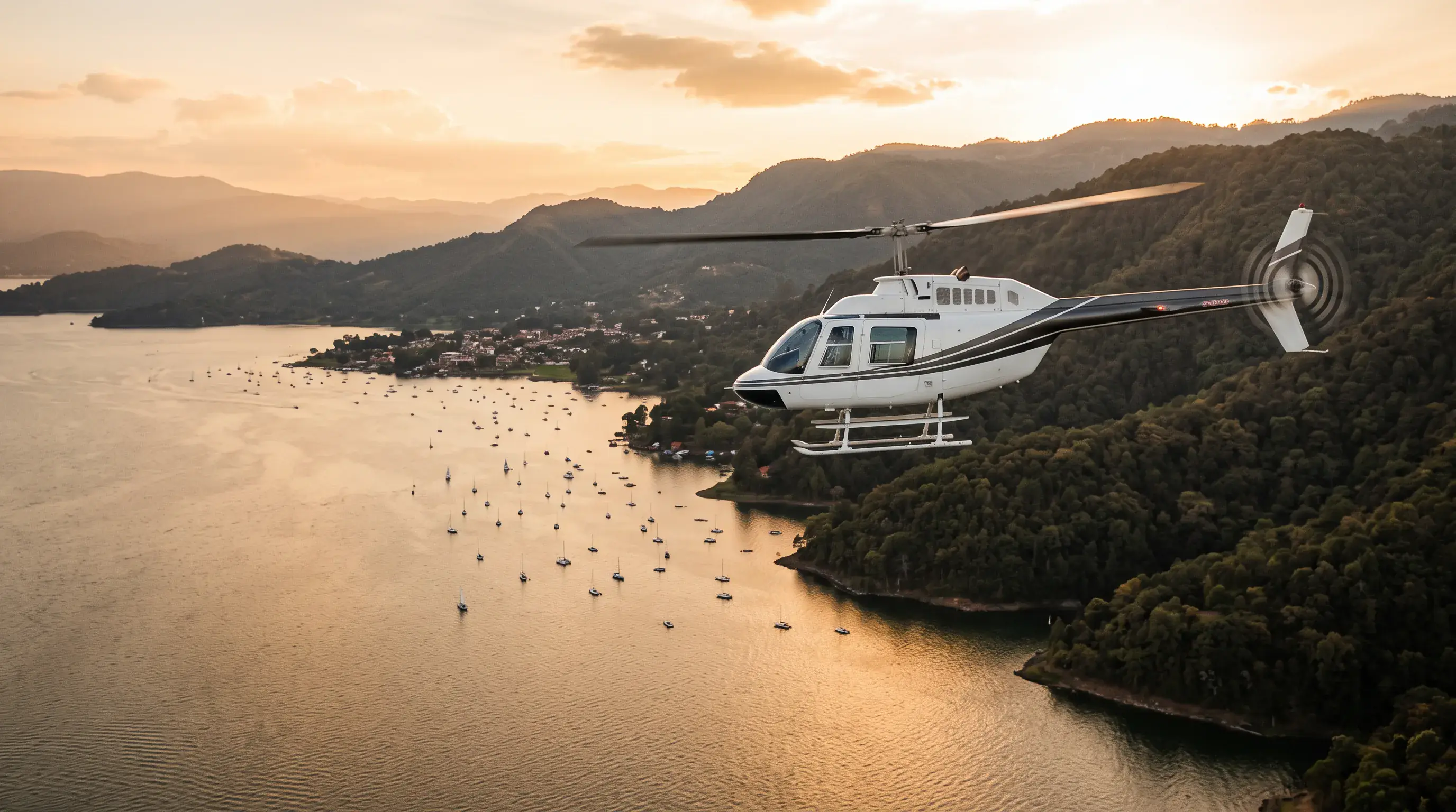 Helicóptero privado sobre la ciudad